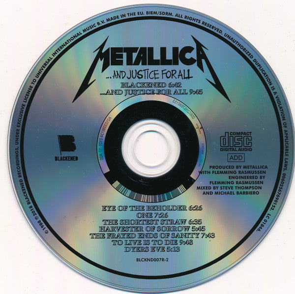 Metallica - ...And Justice For All CD
