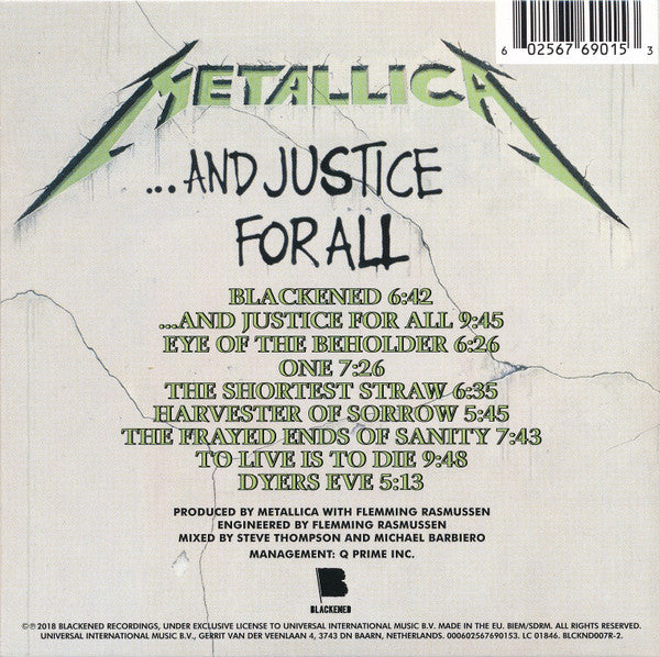 Metallica - ...And Justice For All CD