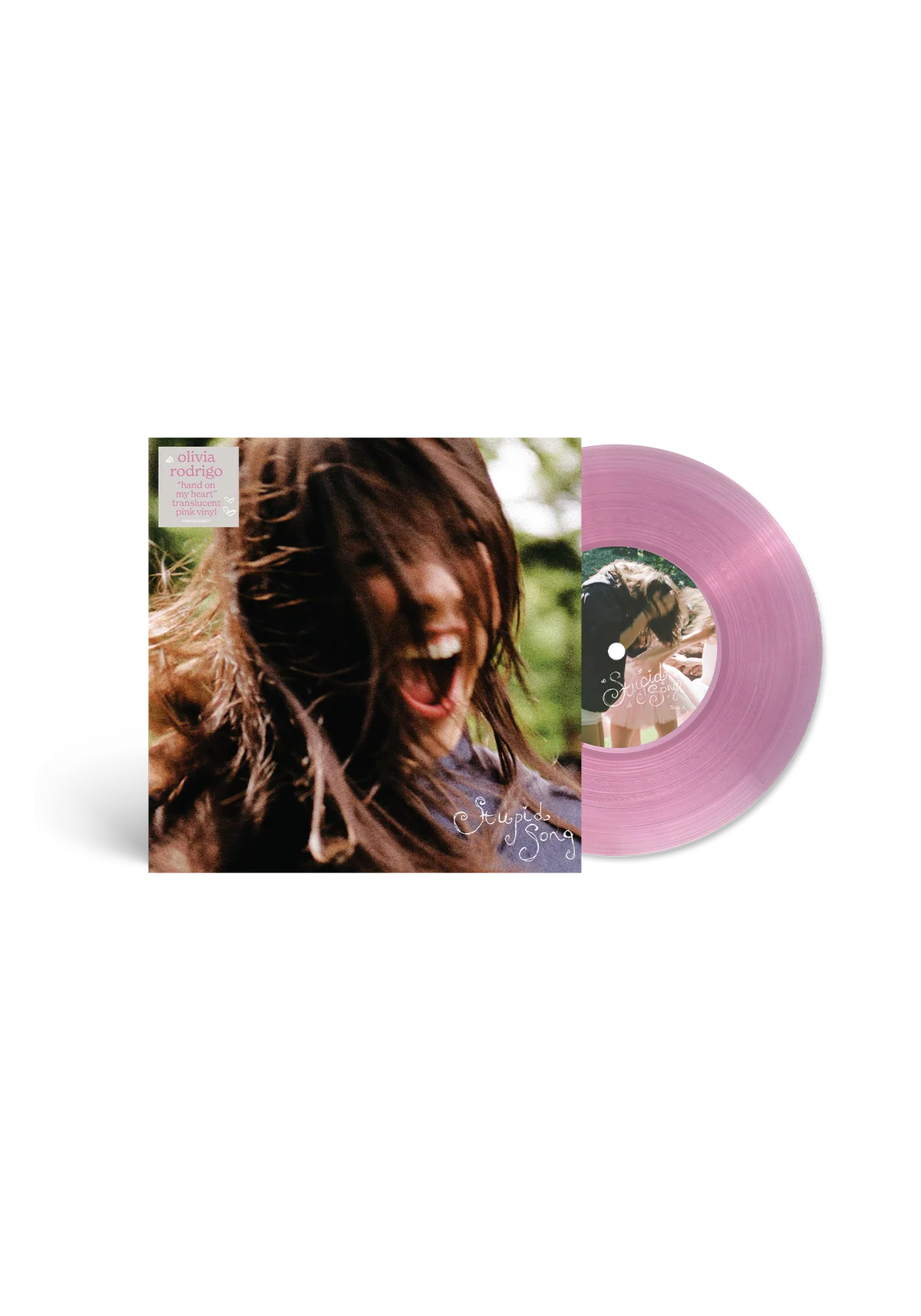 Olivia Rodrigo - stupid song - "hand on my heart" translucent pink 7" vinil